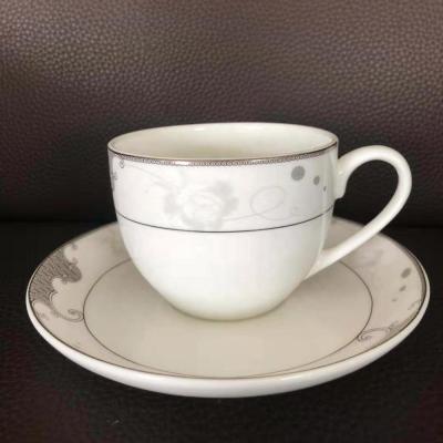 China Western Stocked Porcelain Coffee Sets Fine Bone China Tea Cup and Saucer 12pcs Fine Ceramic Coffee Cup and Saucer Sets for sale