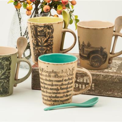 China Cheap Disposable Wholesale Design Glazed Stoneware Porcelain Cup And Saucer Teapot Coffee Household Mugs Creamic+Mugs for sale