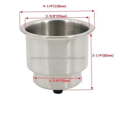 China Easy Install Stainless Steel Boat Parts Cup holder Insert With Drain High quality Brushed Cup Holders for sale