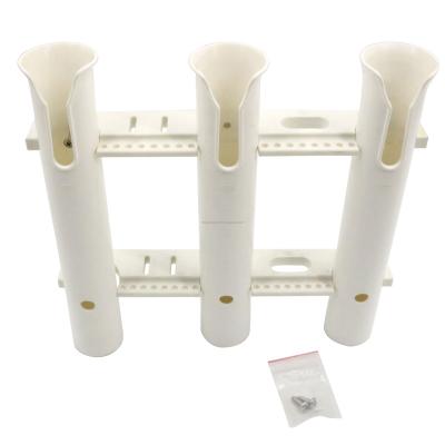 China Fishing boat Plastic 3 Tube Rod Holder Rack,Side-Mount Fishing Rod Holder,Color White for sale