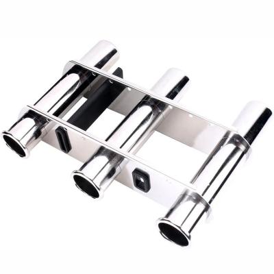 China Fish Stainless Steel Fishing Rod Holder, Boat Stainless 3 Tubes Linked Rod Rack with Toolbar or Storage for sale