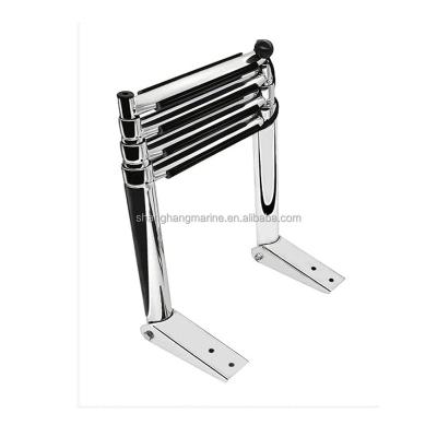 China Yacht Ship Boat Parts 4 Step Folding Boat Telescoping Extensional Stainless Steel Dock Yacht Platform Boarding Ladder for sale