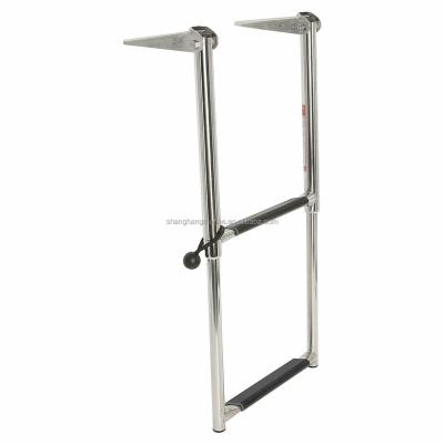 China Yacht Ship Boat Parts 2 Step Folding Boat Telescoping Extensional Stainless Steel Dock Yacht Platform Boarding Ladder for sale