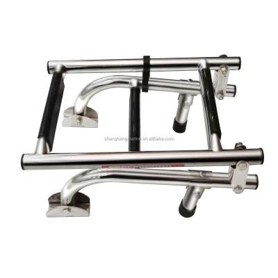 China Easy Install Stainless Steel Pontoon Boat Handrail High Quality Bracket 2+1 Marine Equipment Accessory Step Folding Ladder for sale