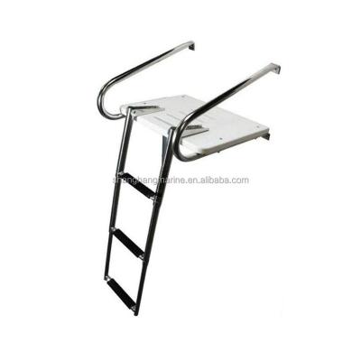 China Easy Install Boat Swim Fiberglass Platform Under Mount Telescopic Stainless Steel Marine Yacht With 3 Step Ladder for sale