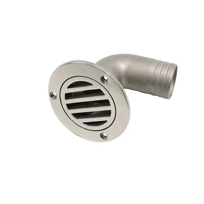 China Marine Boat Boat Deck Drain 1 -1/2 Inch (38mm) 90 Degree Floor Deck Drain Scuppers Marine Stainless Steel 316 Deck Drain with 3 Screws for sale