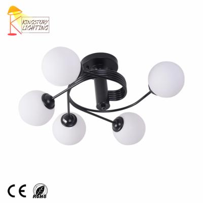 China Surface Mounted Contemporary Good Quality 5 Lamps Arms Glass Ball Ceiling Light For Living Room for sale