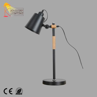 China Residential Nordic Black Adjustable Arm Reading Light Wooden Table Lamp For Living Room for sale