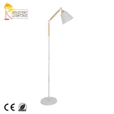 China Modern Hot Selling Modern E27 Floor Stand Reading Lamp Wooden Floor Lamp With Adjustable Arm for sale