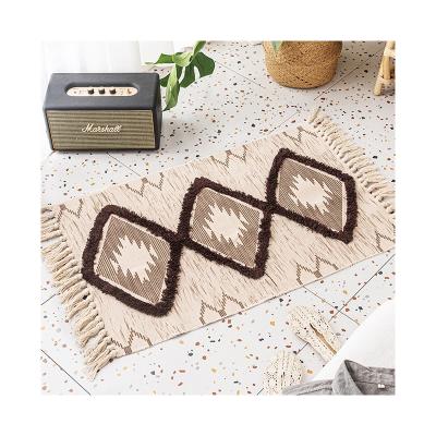 China Customized good selling practical cotton saving soft cotton and tassel linen rug for household for sale