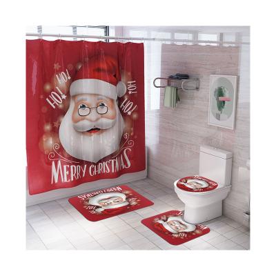 China Good Price Anti-Slip Customized Practical 100%Polyester Economy Christmas Four-Piece ToiletFloor Mat For Household for sale