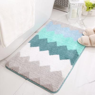 China Absorbent Bathroom Floor Washable Flocking Non-slip Mat For Household Bedroom Balcony Mat Indoor Door Mat for sale