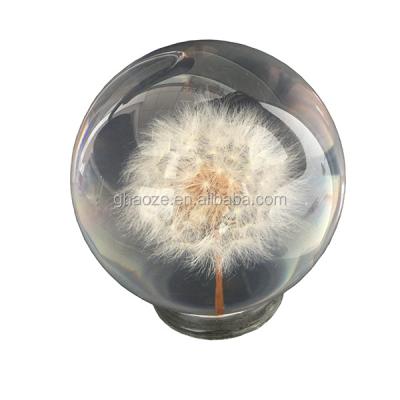 China China 80mm diameter acrylic ball decoration gift dandelion in resin ball factory for sale