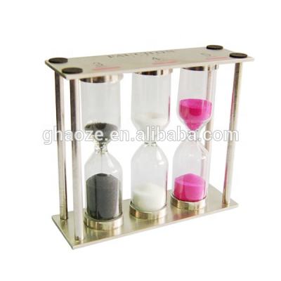 China Art Decor Metal 3 in 1 timer 1 minute 3 5 tea hourglass sand for sale