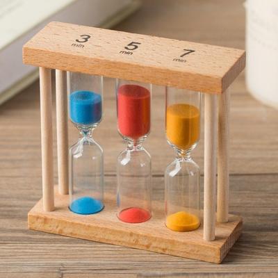 China Art Decor 3 in 1 Wooden 3 Hourglass Sand Timer 5 7 Minute Sand Timer for sale