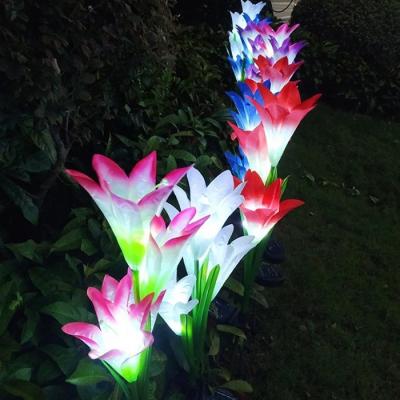 China Art Decor Solar Powered Garden Stake Flower Lily Lights Multi Color Changing LED Outdoor Decorative Lights for Patio Lawn Garden Yard Decor for sale