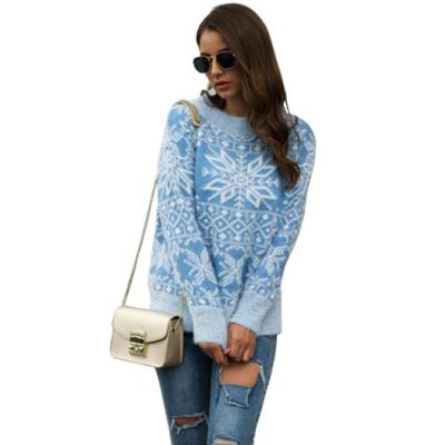 China Christmas Fashion Autumn And Winter Sweater Women's Soft Snowflake Pullover Sweater for sale