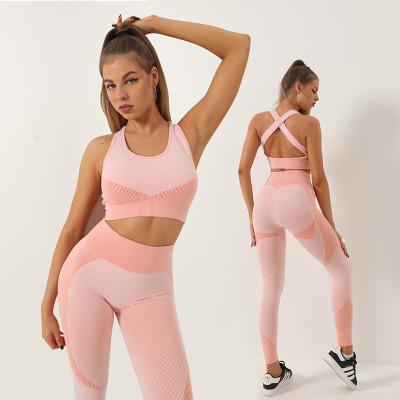 China QUICK DRY sexy nude back yoga bra beauty sports bra woman summer seamless bra and high waist yoga short set women for sale