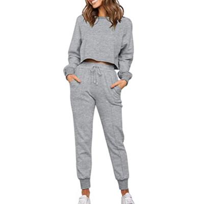 China Breathable Women 2 Pieces Set Women's Sweat Suit New Color Long Sleeve Pure Pants Sports Casual Tracksuit For Women for sale