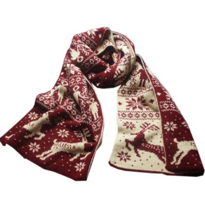 China Thicken Long Snowflake Fawn Elk Knitted Christmas Scarf Autumn and Winter for sale