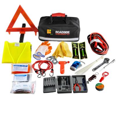 China Primeiros socorros automotivos adultos Kit Safety Car Roadside Assistance Kit With Jumper Cable à venda