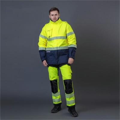 China 220 al alto trabajo de la seguridad de la visibilidad 260gsm uniforma la prenda impermeable para los trabajadores de la industria en venta