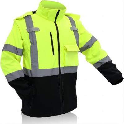 China 55inch Lichtgewichtjasje van Hood Sleeves Hi Vis Waterproof van het veiligheids het Weerspiegelende Jasje Verwijderbare Te koop