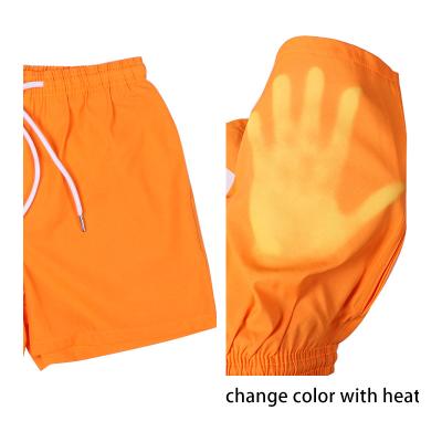 China Hot Sale QUICK DRY Thermochromic Gathering Logo Water Color Beach Custom Change Shorts Quick Drying Shorts for sale