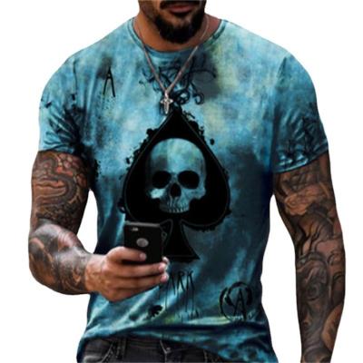 China Short Sleeve Mens Skull Digital Printed Crewneck Activewear T-Shirt for sale