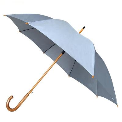 China All in 1 wood classic automatic open frame & Metal Straight Ribs Wooden Umbrella With Crook Wooden Handle for sale