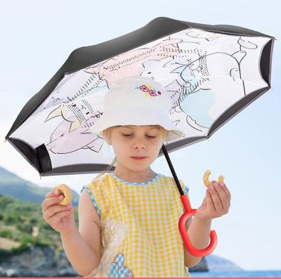 China China Umbrella Manufacturer Minimalist 19 Inch Umbrella C Handle Children Reverse Folding Umbrella for sale