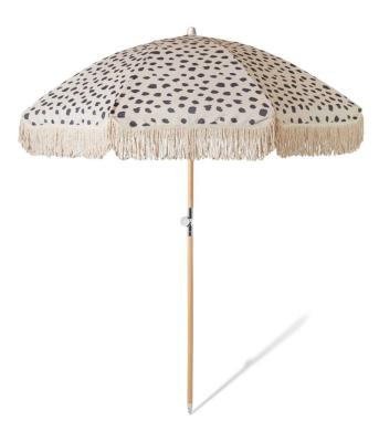 China Minimalist Beach Umbrella Tassel with Aluminum Pole, Wooden Pole Beach Umbrella with Tassel for sale