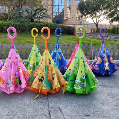 China All In 1 Custom Made Child Sunny Lovely Kids Umbrella New Design Reverse Logo Color Handle Double Children's Umbrella Cartoon Pattern for sale