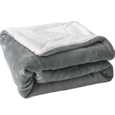 China PORTABLE Solid Fleece Throw Blanket Gray Custom Sherpa Blanket for sale