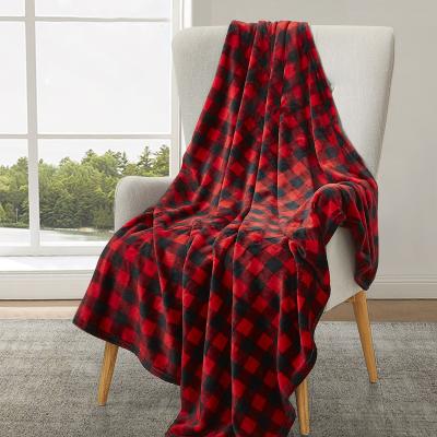 China PORTABLE Wholesale Grid Bedspread Bedroom Net Border All Season Use Fleece Blanket Indoor Plaid for sale