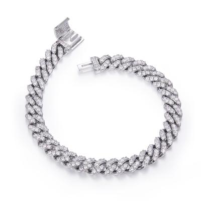 China Hiphop Shanzuan Hiphop Jewelry 3EX D VVS1 8mm Moissanite S925 Silver Platinum Plated Cuban Link Bracelet Men's Cuban Bracelet Chain for sale