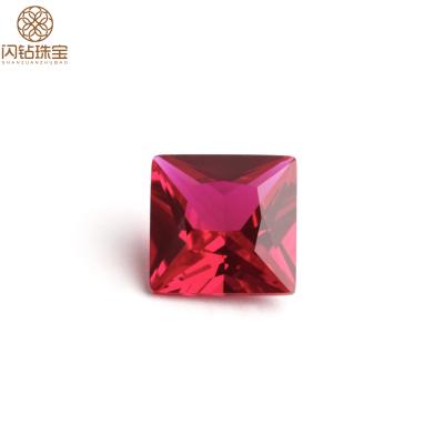 China Ring Necklace Jewelry Making Factory Direct Pendant Square Cut 2x2mm Loose Gems #8 Synthetic Gemstones Ruby for sale