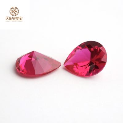 China Jewelry Making Factory Stock Pear Cut 2X3mm-12x16mm #8 Ruby Drop Shape Red Stone Synthetic Ruby for sale