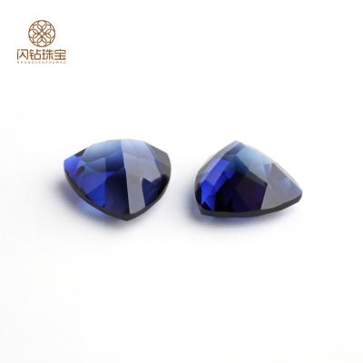 China Jewelry Making Factory Wholesale Trillion Cut 3X3mm-10x10mm #34 Loose Gems Blue Synthetic Sapphire Gem Stone for sale