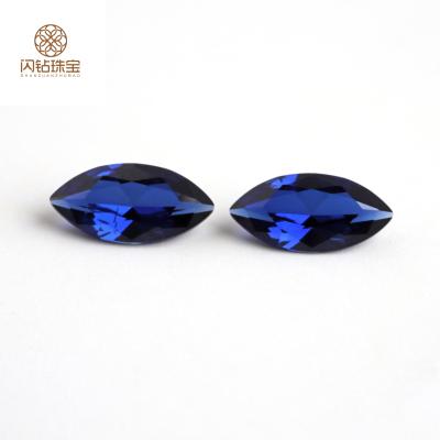 China Jewelry Making Factory Direct Marquise Cut 1.5x3mm-8x16mm #34 Sapphire Stone Price Blue Loose Synthetic Sapphire for sale