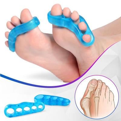 China 5 Toe Isolator Hot Selling Blue Buying Bodybuilding Fitness Elastic Toe Stretch Separator For Soft Silicone Foot Care Correction Pad for sale