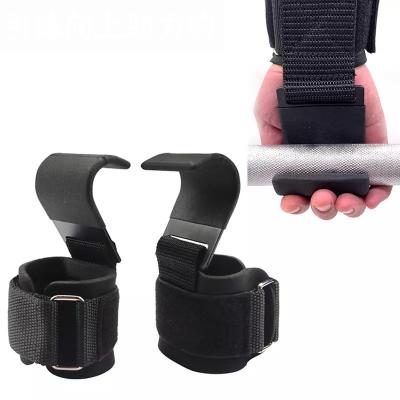 China Durable Weightlifting Hook Grips with Wrist Wraps Hand-bar Strap Gym Fitness Hook Weight Strap Traction-UPS Power Lifting for sale