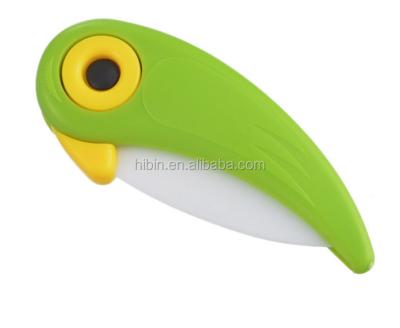 China Safety Box Opener Mini Bird Ceramic Knife Pocket Folding Bird Knife Fruit Paring Knife With Colorful ABS Handle Kitchen Tools GadgeHB8858 for sale