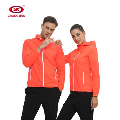 China QUICK DRY Sporty Hoodies Fitted Sports Pullover Slim Zipper Coated Outdoor Running Jackets for sale