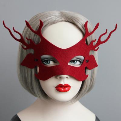 China Pretty Felt Fabric Antlers Disguise Mask For Women Party Evening Prom Ball Mask Pretty for sale