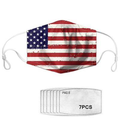 China Wholesale Washable And Breathable America Flag Print Washable Face Mask For Men And Women Mite for sale