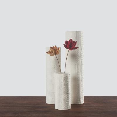 China Large Mouth Flower Vase Simple Modern Straight Cylindrical Living Room Plant Decoration Home Vase Ceramic Minimalist Direct Insert for sale