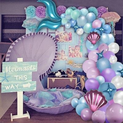 China Wholesale Eco-Friendly Mermaid Tail Theme Party Decoration Latex Balloon Chain Set For Kids Birthday for sale