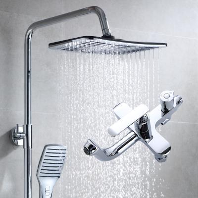 China KAIJ Complete Wall Mounted Stainless Steel Slide Bar Shower Set With Thermostatic Faucet Mixer Shower Mixer Set for sale