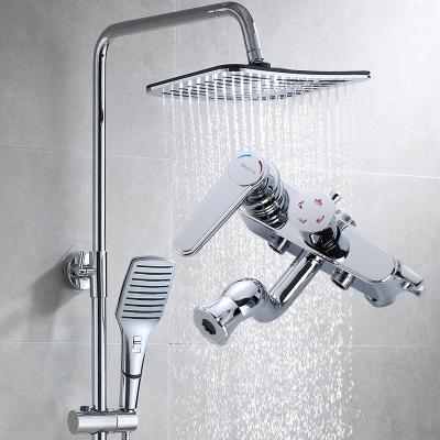 China With KAIJ High Pressure Slide Bar Combo Rainfall Shower Head Bathroom Shower Set Stainless Steel With Shower Diverter And Holder Bracket for sale